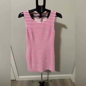 Lilly Pulitzer Whiting Shift Dress Pink White Stripe Size L